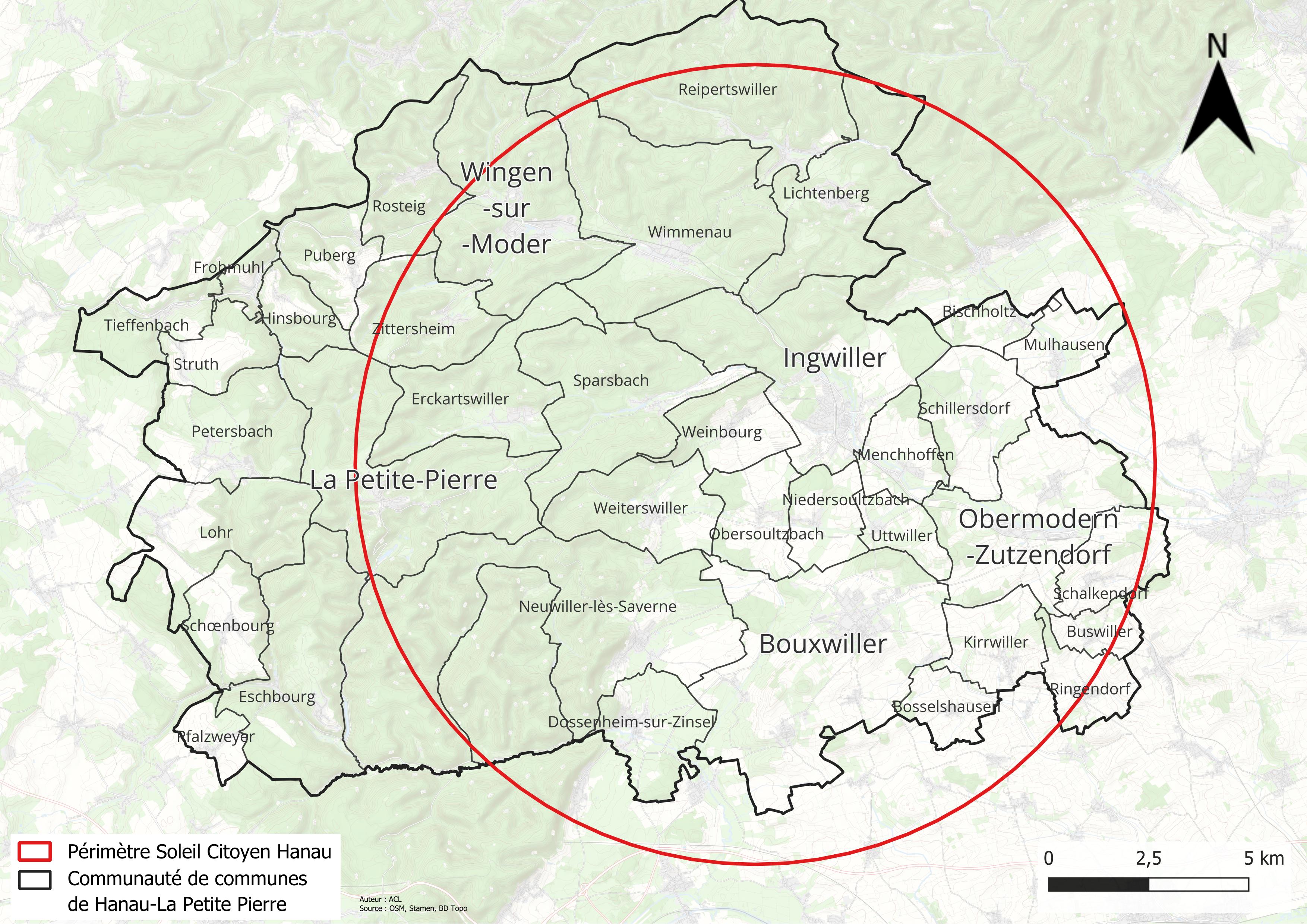 Carte du périmètre de SOLEIL Citoyen Hanau
